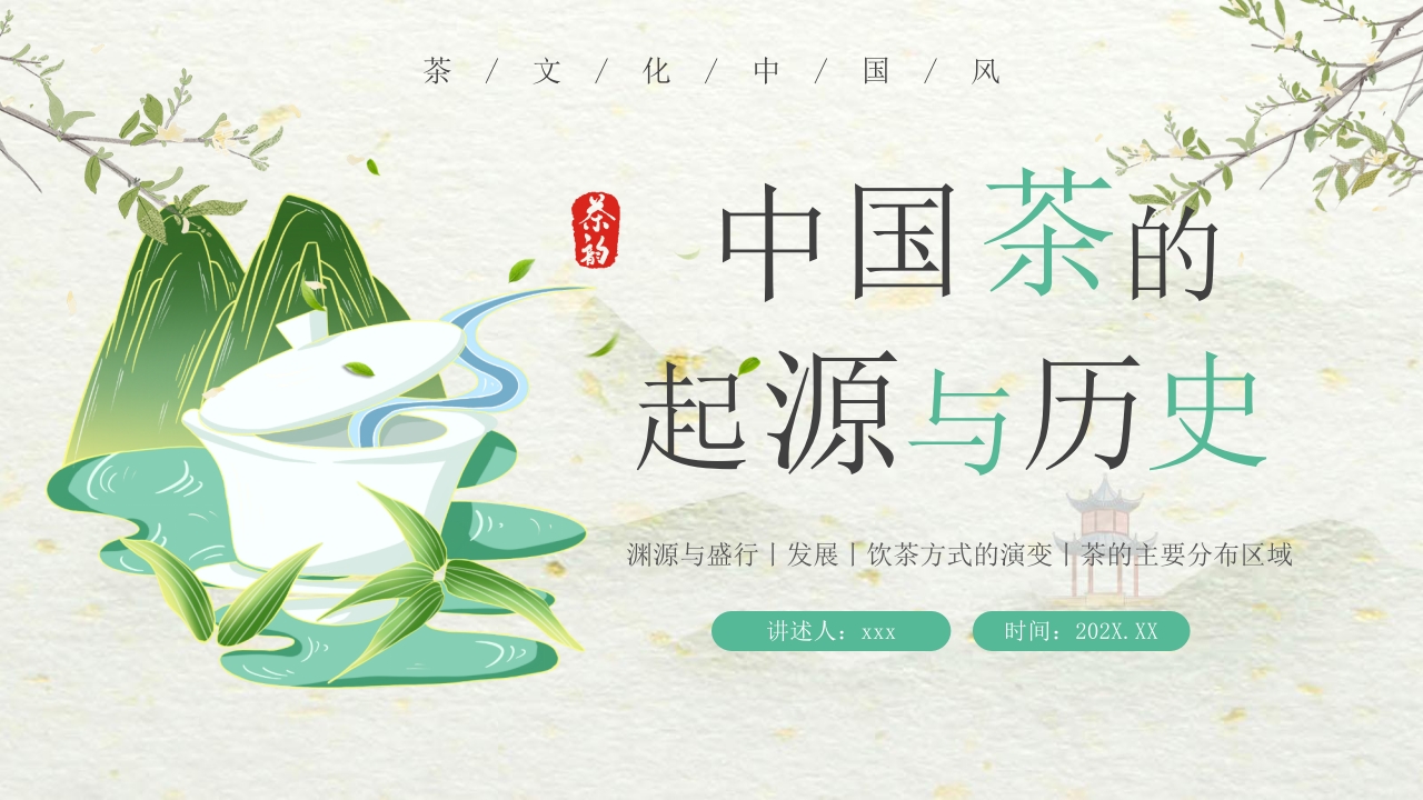 国潮风中国茶的起源与历史PPT课件.pptx