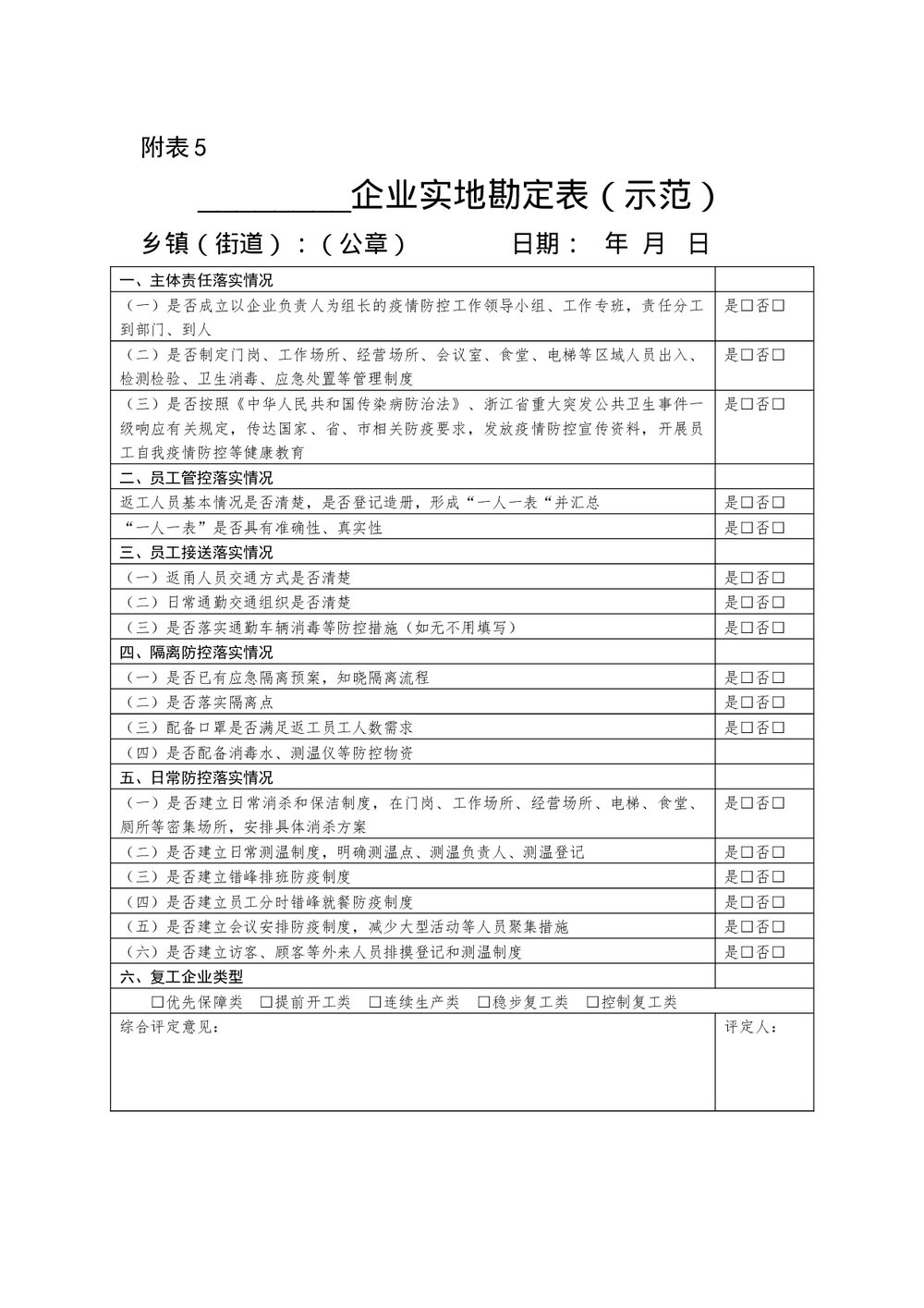 企业实地勘定表示范Word模板.docx